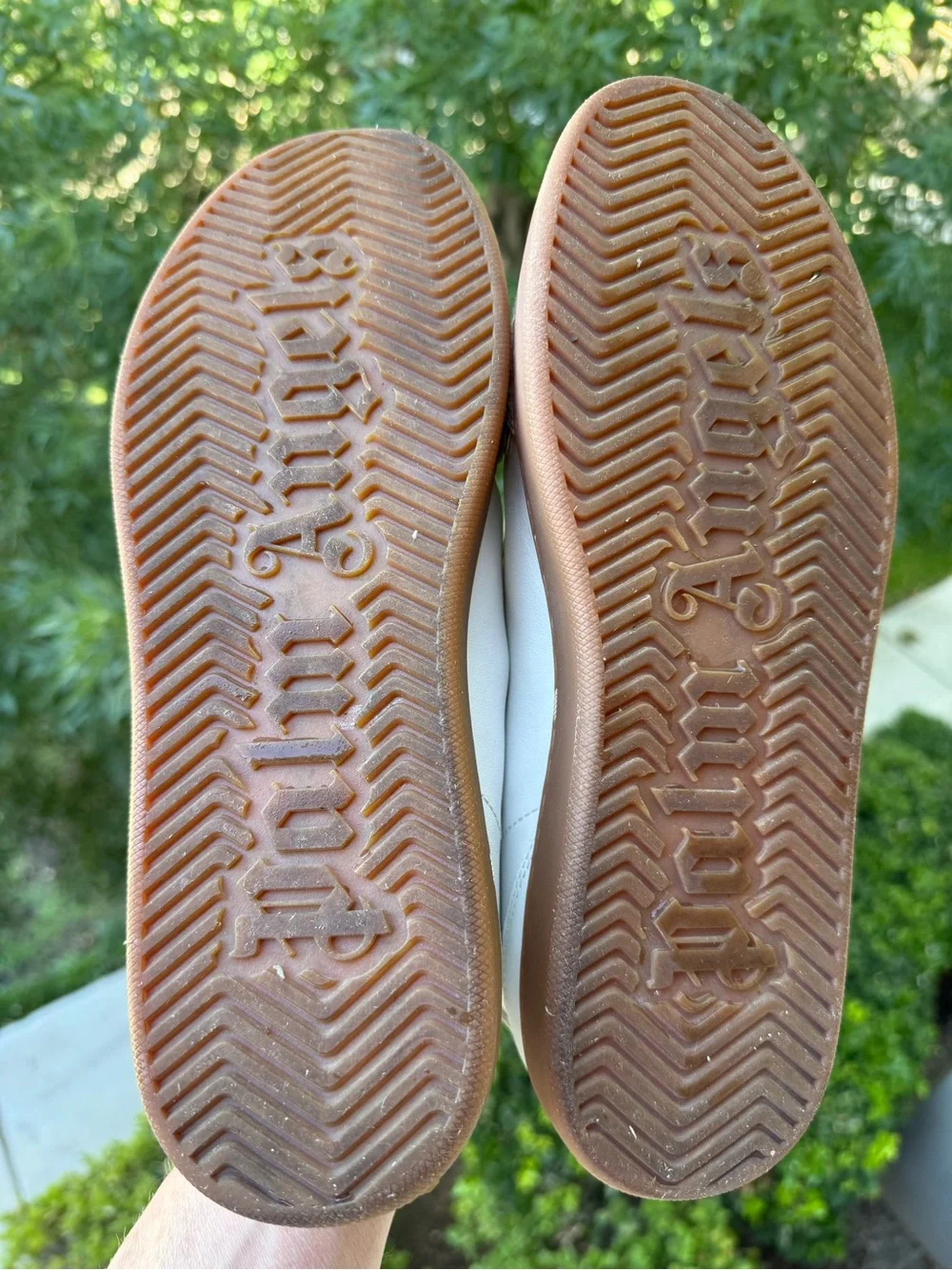 Palm Angels White Leather Sneakers with Black Palm Logo - Picture 8 of 11